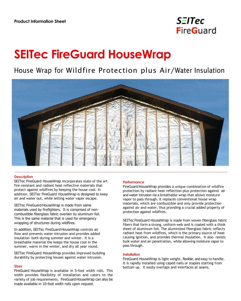 House Wrap for wildfire protection